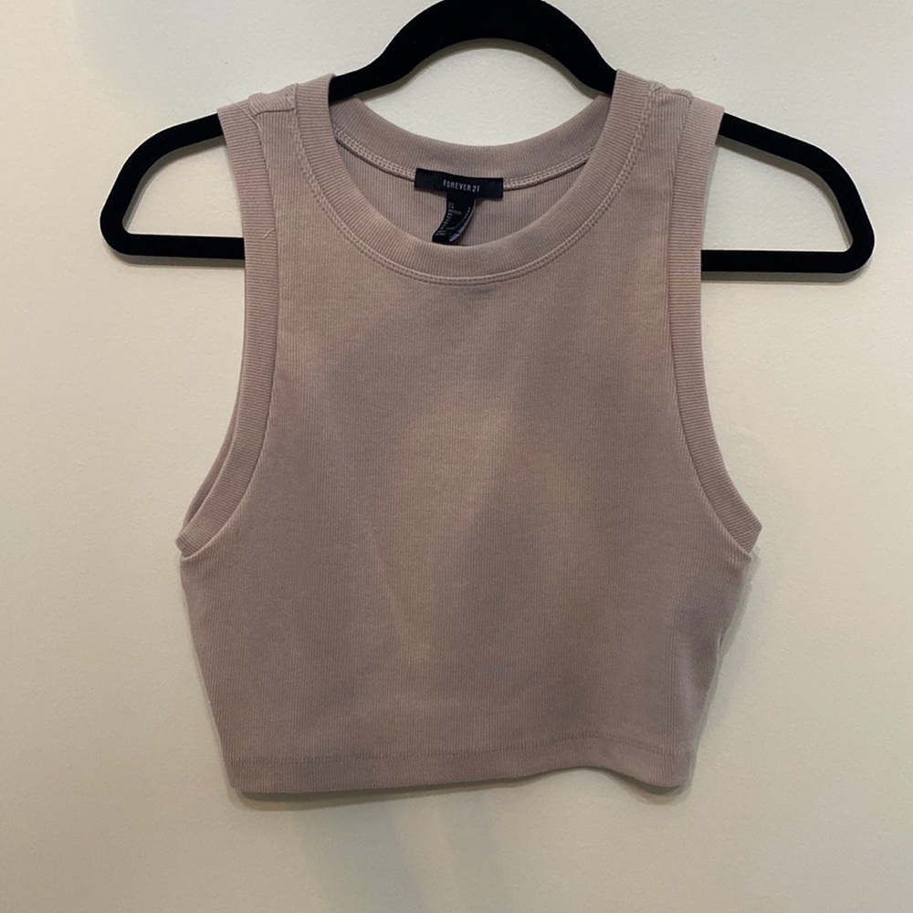 Tan halter crop tank top